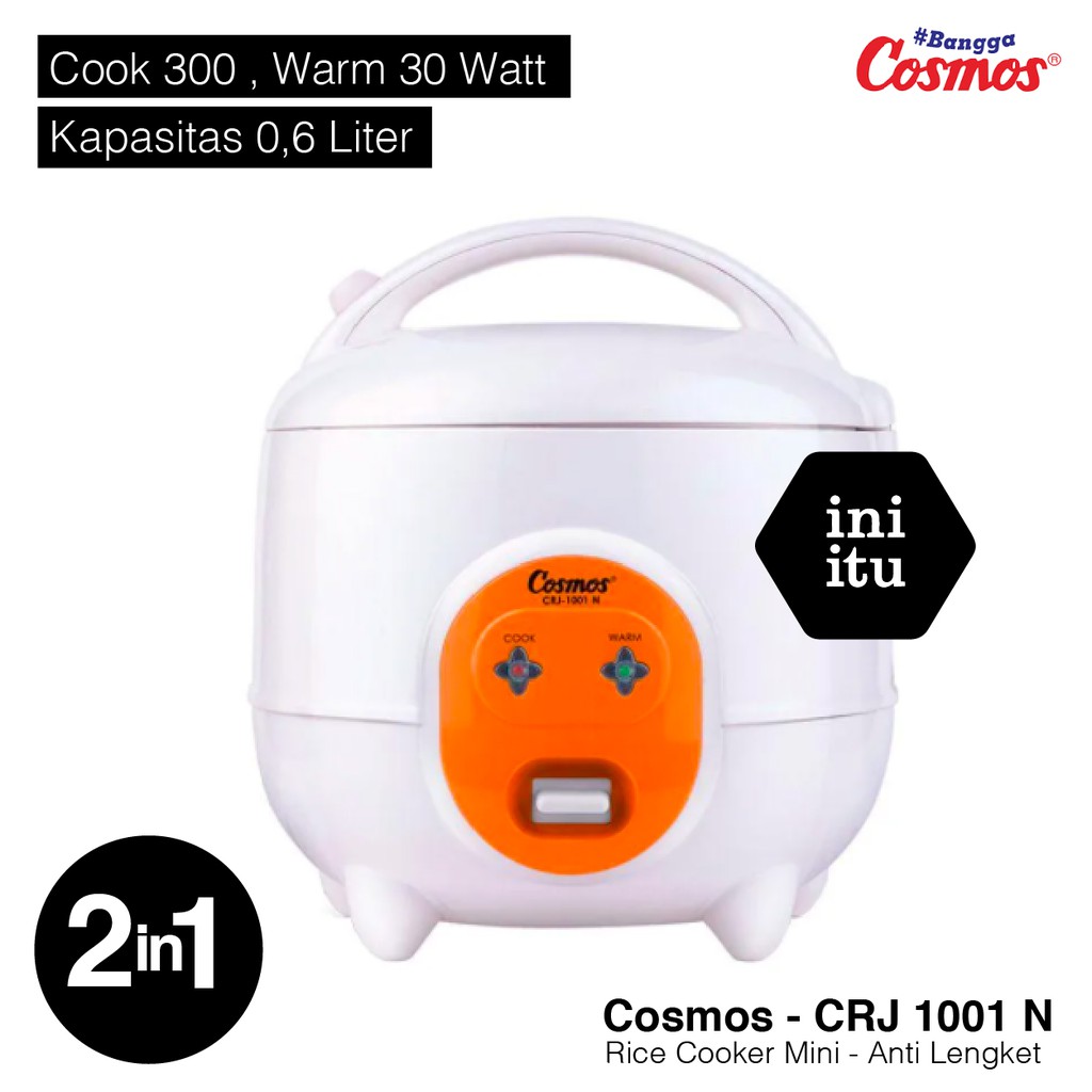 [ Cosmos ] Magicom / Rice Cooker Mini Cosmos 2 in 1 CRJ 1001N  - 0.6 Liter