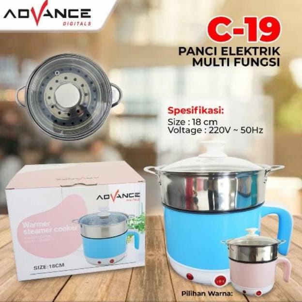 Kualitas Terbaik] Panci Elektrik Panci Listrik Multifungsi Advance C19 - Biru