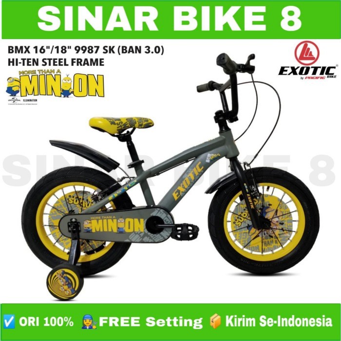 Sepeda Anak Laki BMX EXOTIC 9887 SK MINION EDITION Ukuran 16 dan 18 Inch