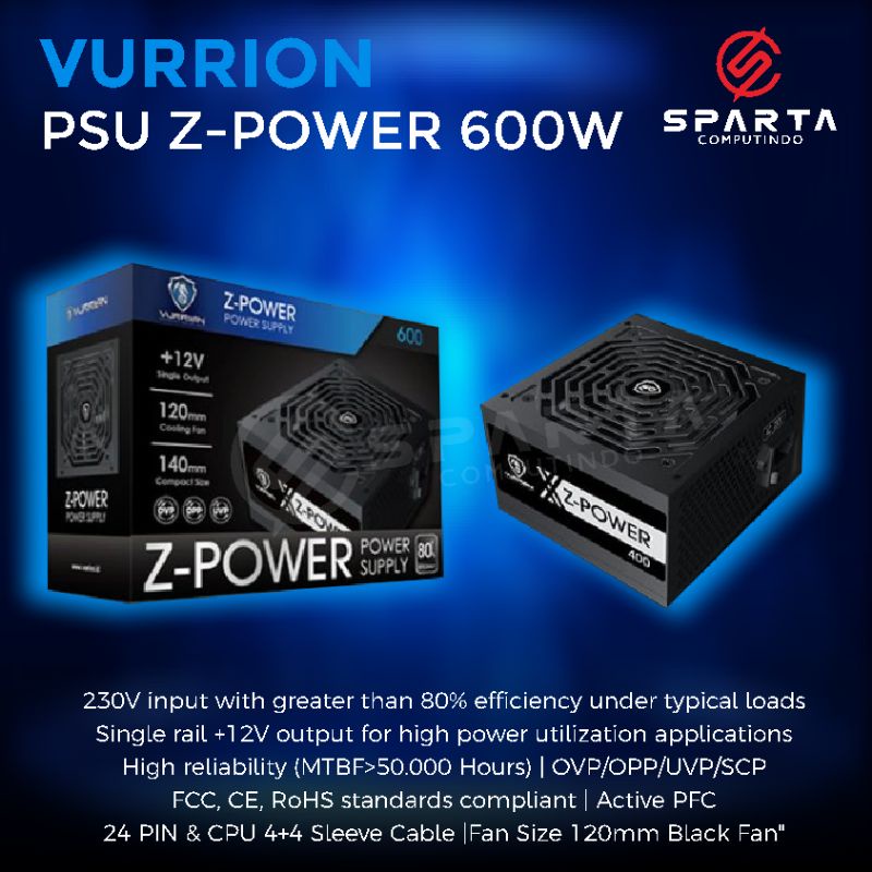 Psu Vurrion Z-Power 600W 80+ New Bergaransi