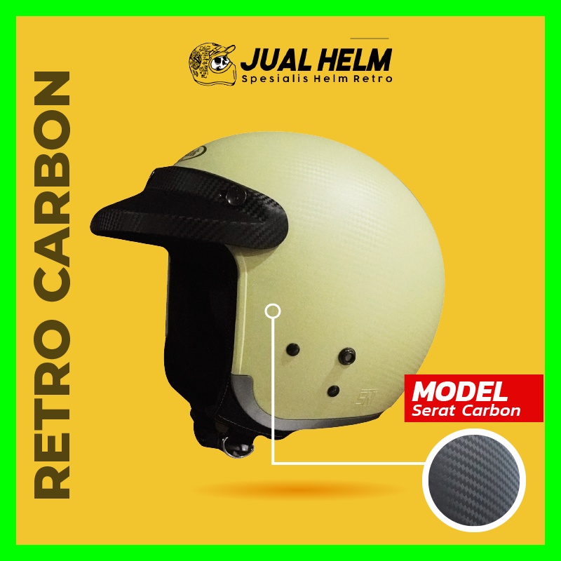 HELM INJAK CARBON 002 CREAM DOFF