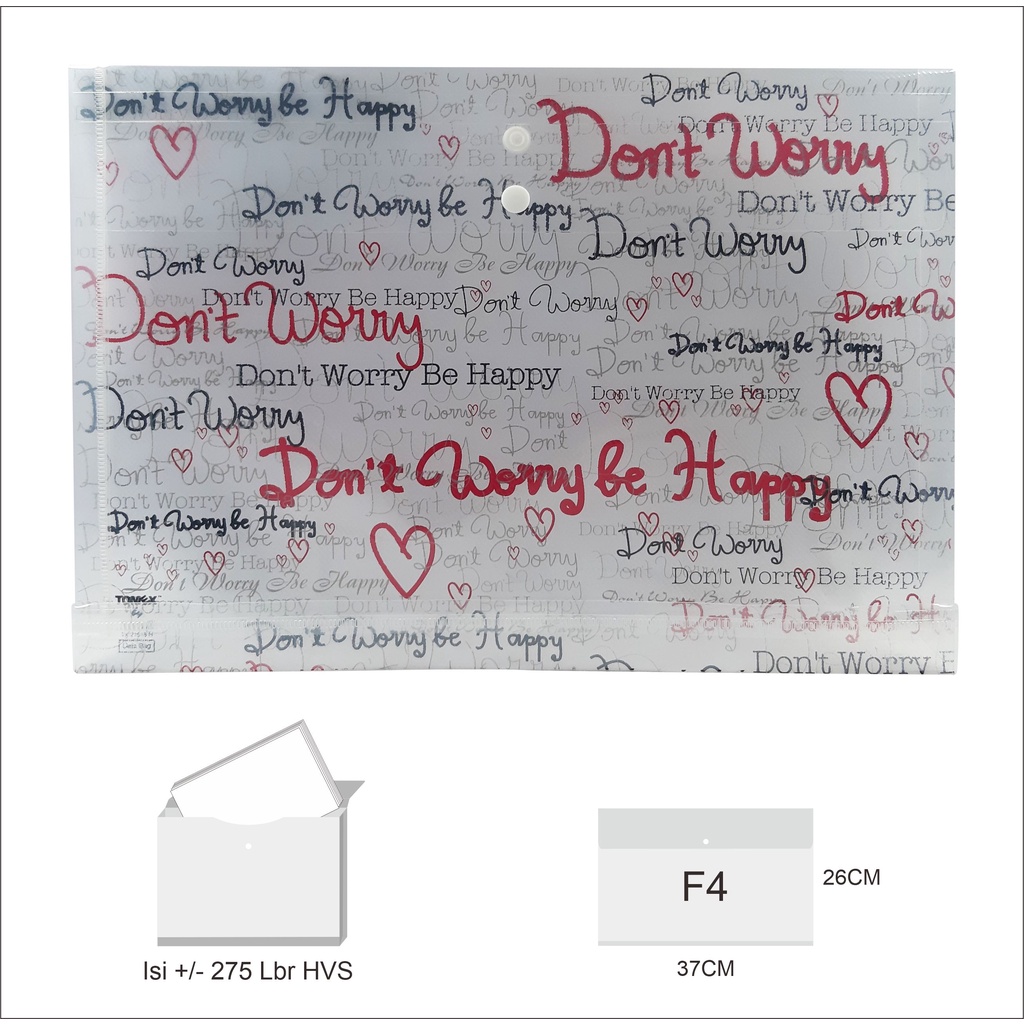 

Map Plastik Kancing Murah Motif Ukuran Folio (F4) / Data Bag / Map Dokumen Bening TOMEX