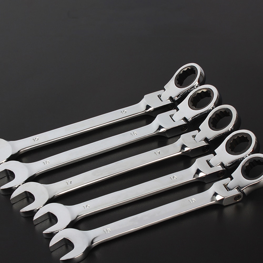 Kunci Pas | Material Steel CR-V Desain fleksibel Dapat Ditekuk Kunci Kombinasi 2 Kepala 12mm - Silver