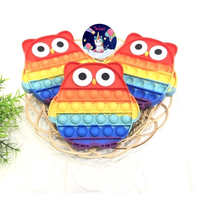 POP IT FIDGET/mainan viral tiktok/mainan pop it/mainan sensorik-Owl Rainbow