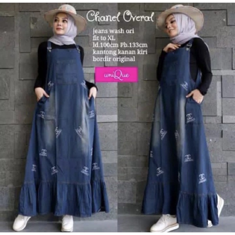 Over all dress overall denim ori wash jeans fit to XL