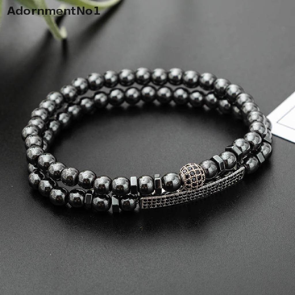 (AdornmentNo1) Gelang Kesehatan Manik Hematite Magnetik Untuk Pria