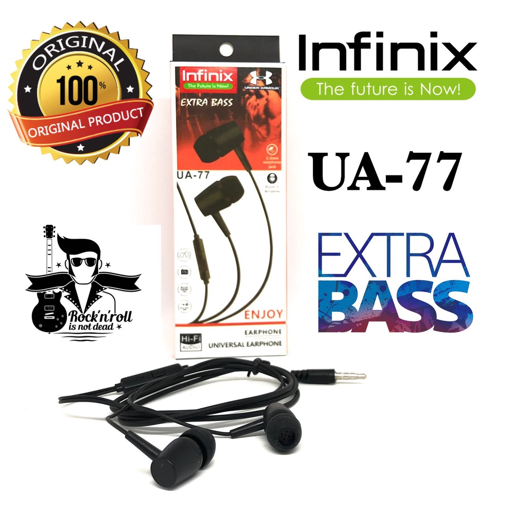 GROSIR Headset Handsfree Infinix Smart 5 Hot 8 9 10 Hot 10s Stereo Earphone Colokan Universal 3,5 INFINIX UA-77 PURE BASS