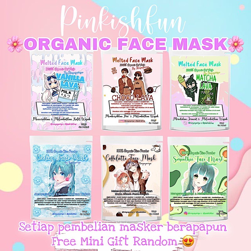 DISCOUNTT MELTED FACE MASK Masker Organic Best Seller Melembutkan Wajah - Wibu Edition Cutee