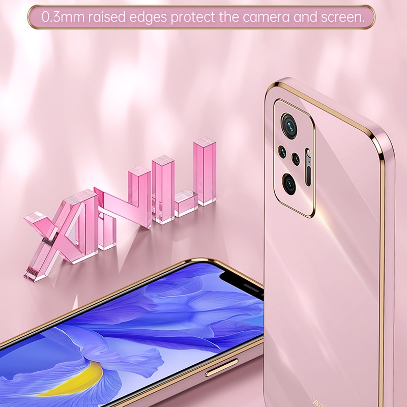 soft case xiaomi redmi note 10 pro max 10s 4g 5g smooth plating silicone straight edge phone back cover