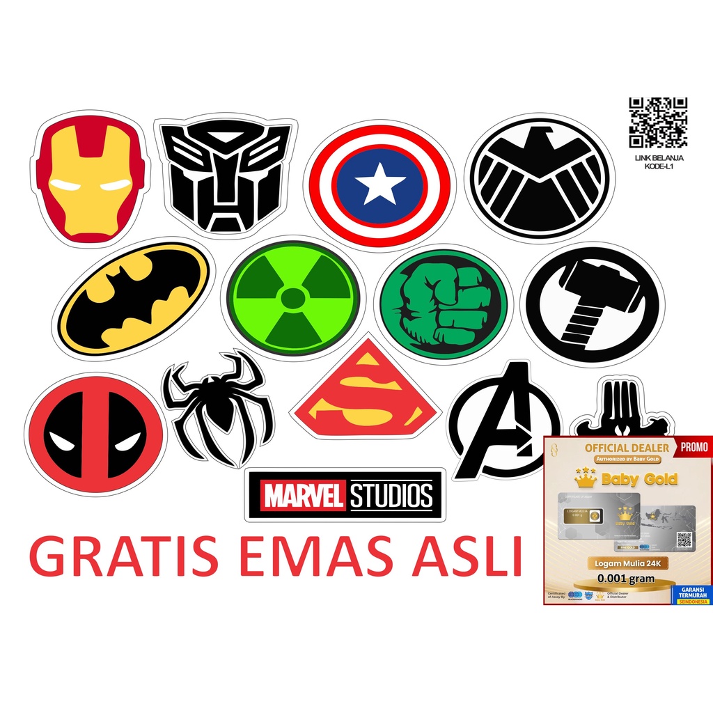 

STIKER - MARVEL LOGO - STIKER AESTHETIC LAPTOP, AKSESORIS HP, ANTI AIR, MOTIF,HELM