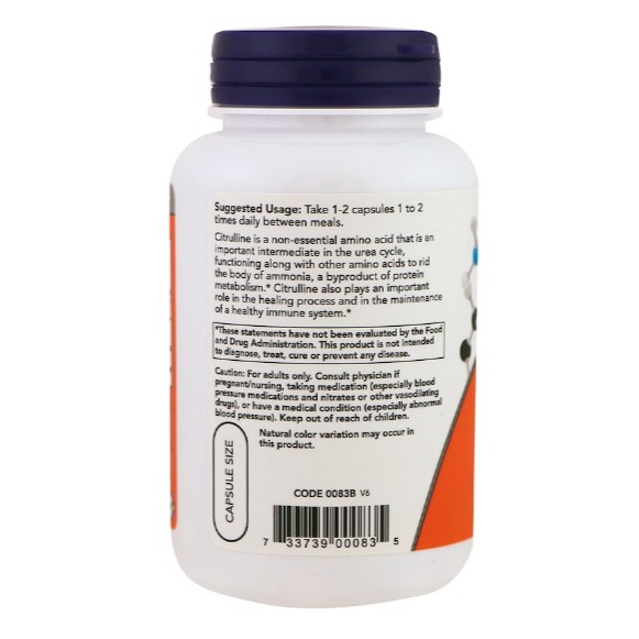 Now Foods L-Citrulline 750 mg 90 Veg Caps ORI USA Now Citrulline Now L-Citrulline