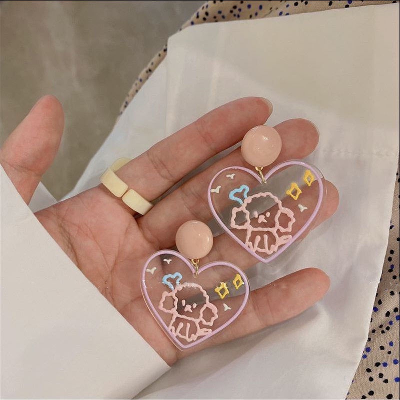 22 baru Korea retro geometris ice cream anting-anting musim panas segar dicat graffiti akrilik antin