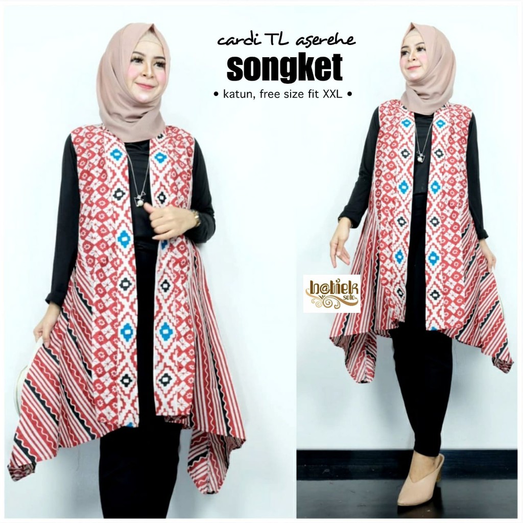 Cardi TL Aserehe Songket Batik Rompi Outer Outerwear Cardigan Batik Casual Modern Kantor Cantik