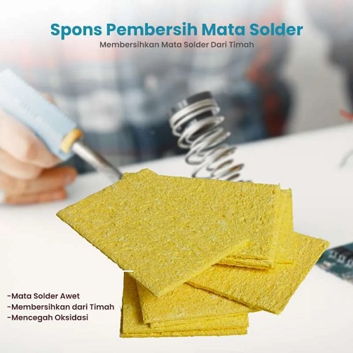 Busa / Sponge Spon Solder High Temperature Press Awet Tahan Lama pembersih 6x6cm Pada Ujung Soldering Iron Spons