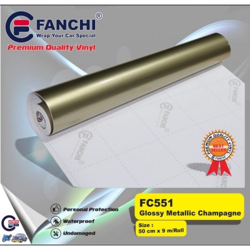 Sticker Fanchi FC551 Glossy Metallic Champagne Candy metalik Glossy Premium Wrap