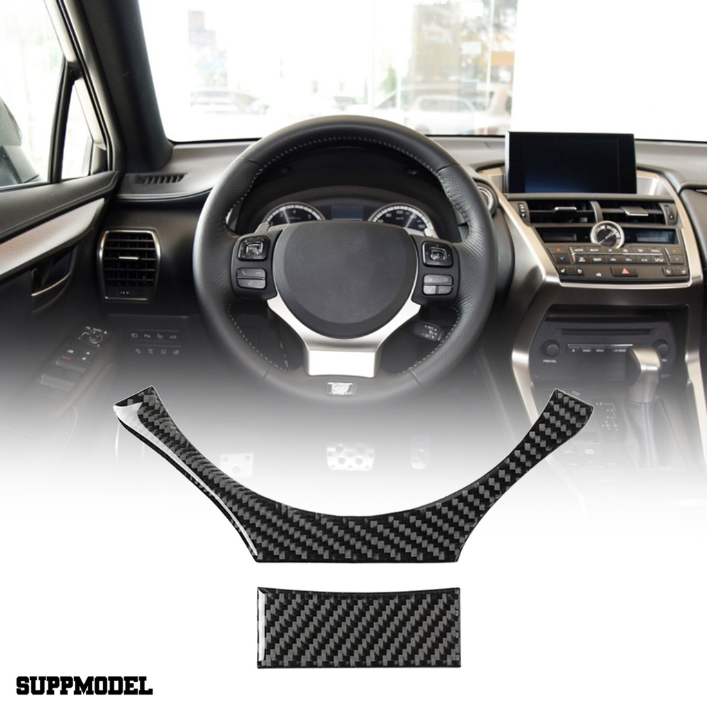Smodel 2pcs / Set Stiker Setir Mobil Anti Uv Bahan Carbon Fiber Warna Hitam Untuk Lexus Nx 200
