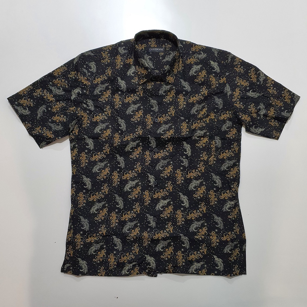 Kemeja Batik Pria Lengan Pendek BS100 Katun Motif Modern Dixmont Semi Slimfit Premium