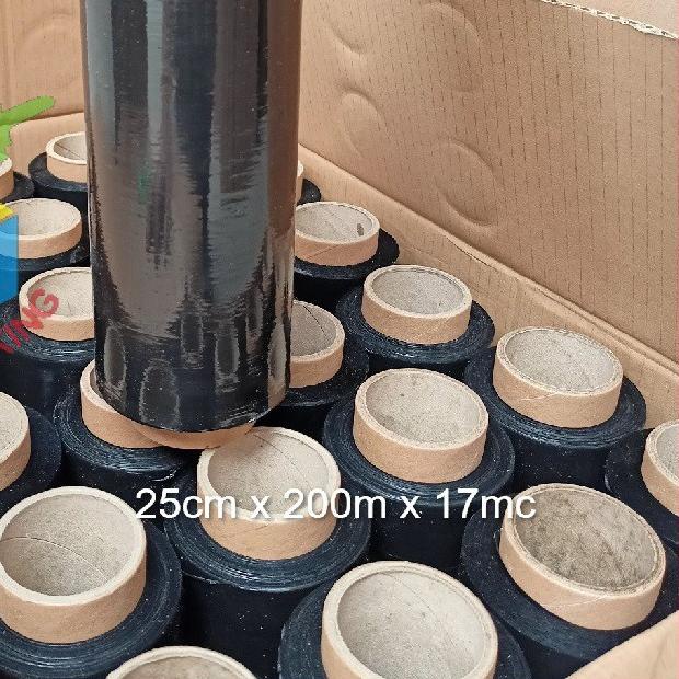 

➼ Stretch FIlm Hitam 25cm x 200m Plastik Wrapping Tebal Plastic wrap Bungkus koper Bandara Black ☺