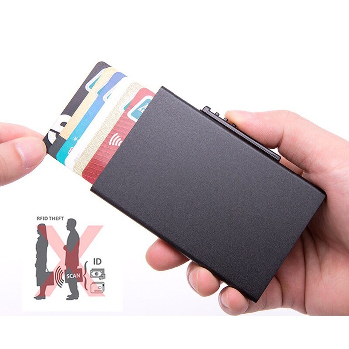 Dompet Kartu Metal Case Card Holder RFID Blocking Anti Theft Data X-32