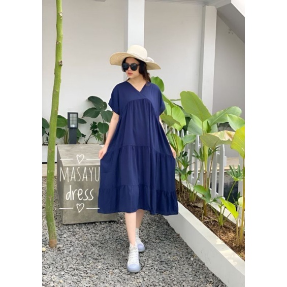 Midi katun twill premium polos dressbusui dress kekinian minimalis muslim korea