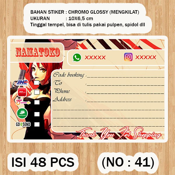 

( STIKER PENGIRIMAN ) Shipping label ( /pack isi 48pcs no.41 )