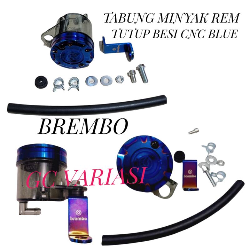 TABUNG MINYAK REM BREMBO TUTUP CNC BLUE/TABUNG MINYAK MASTER REM BIG SMOKE BREMBO TUTUP BESI CNC BLU