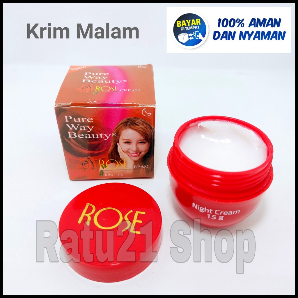 Cream Pelembab Pure Way Beauty Rose Krim Malam Hari