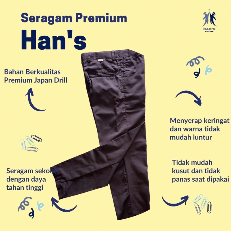 seragam celana smp sma coklat saku PDL kargo panjang premium japan drill