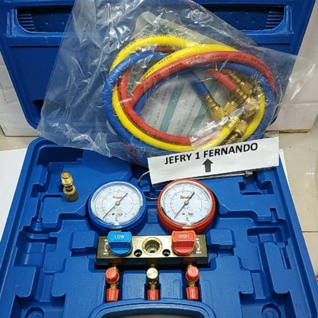 Testing manifold double Tanaka R410a R32 R22 R134 multi plus box