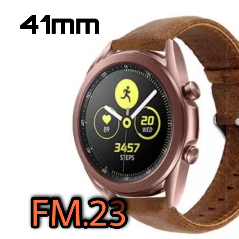 STRAP TALI JAM TANGAN KULIT LEATHER ASLI WATCH BAND SAMSUNG GALAXY WATCH 3 41MM ACC JAM SMARTWATCH