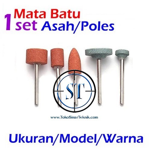 Set 5 pcs Mata Batu Asah Poles Mini Grinder Polish Stone Gosok Grinding Ukir isi 5 Buah