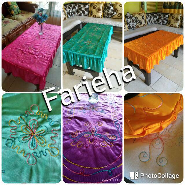 Taplak Meja Tamu Rumbai 50 x 100 hingga 55 x 105 Rempel Wiru Besar Saten Satin Table Runner Cover