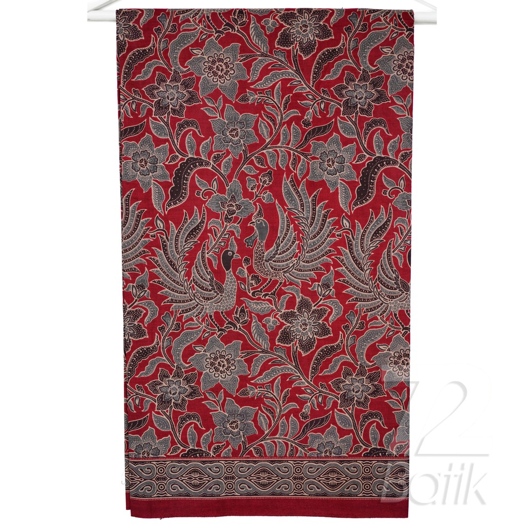 KAIN BATIK KATUN Premium Motif Kembang Sekar Warna Merah Abang 727293 Cap 72 Jarik Jarit Samping Kebat Panjang Batik Katun Modern Premium Bahan Seragam Batik Pernikahan Kantor Keluarga Murah Kamen Jadi Batik Bali Lembaran