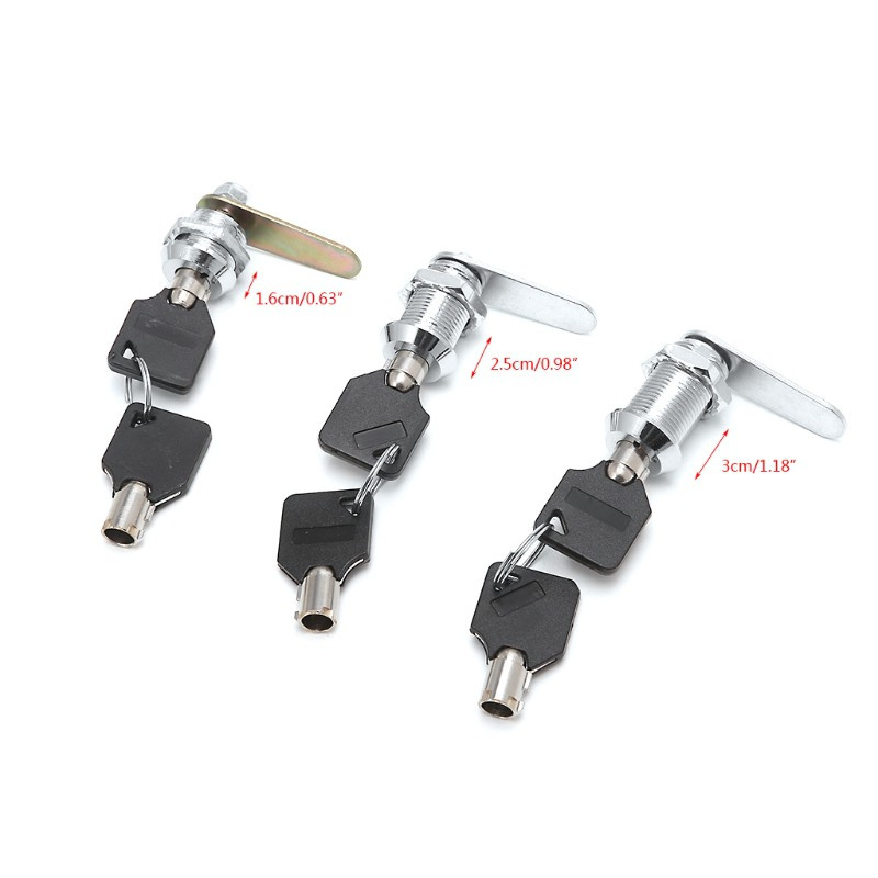 CRE  Drawer Tubular Cam Lock For Door Mailbox Cabinet Cupboard w/2 Keys 16-30mm