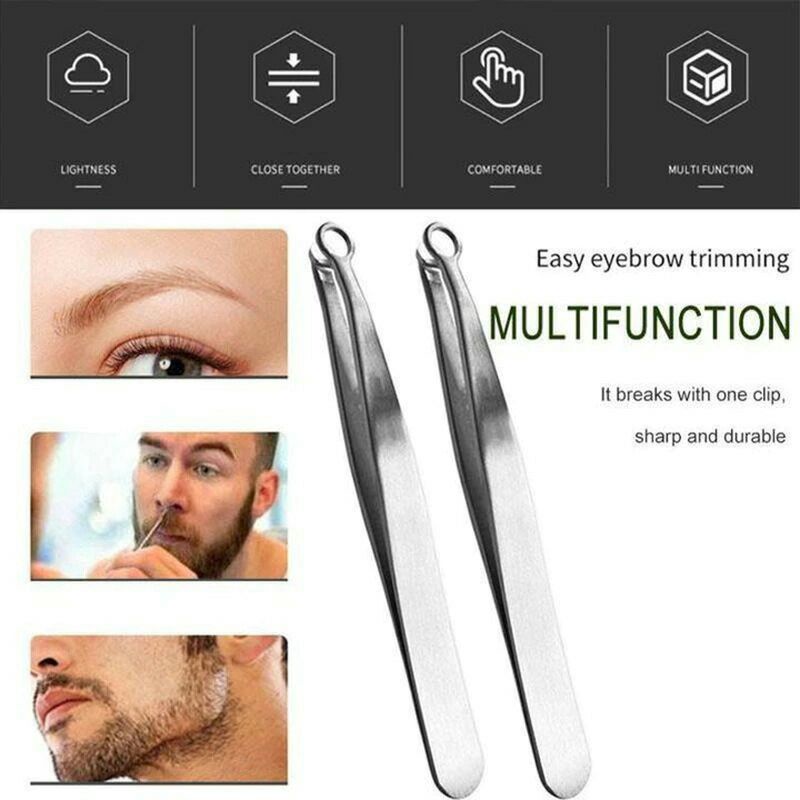 Isfriday Pinset Bulu Hidung Alis Nose Hair Tweezer Stainless Steel - FS125 - Silver