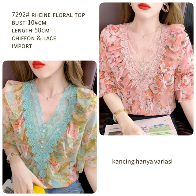 MDLV ~ 7292# Rheine Floral Top Chiffon Atasan Blouse Premium Fashion Import