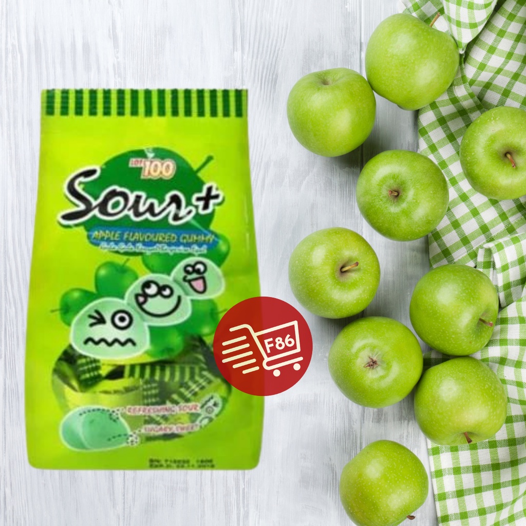 Permen Asam Kunyah Lot 100 Sour+ Gummy Candy Import Rasa Buah