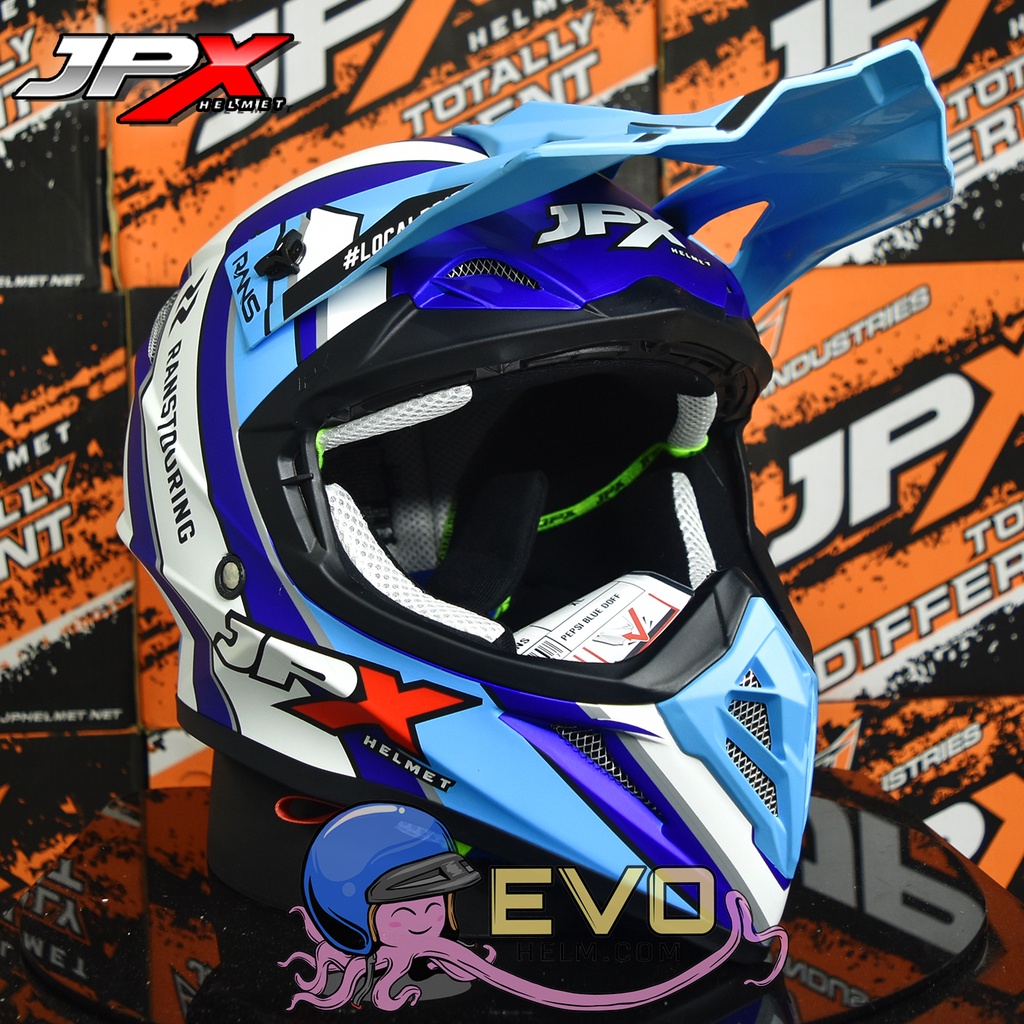 HELM JPX CROSS_BARONG SPECIAL EDITION PEPSI BLUE DOFF ORIGINAL HELM JPX CROSS BARONG RANS SPECIAL EDITION JPX HELM TRAIL KLX JPX HELM JPX TERBARU