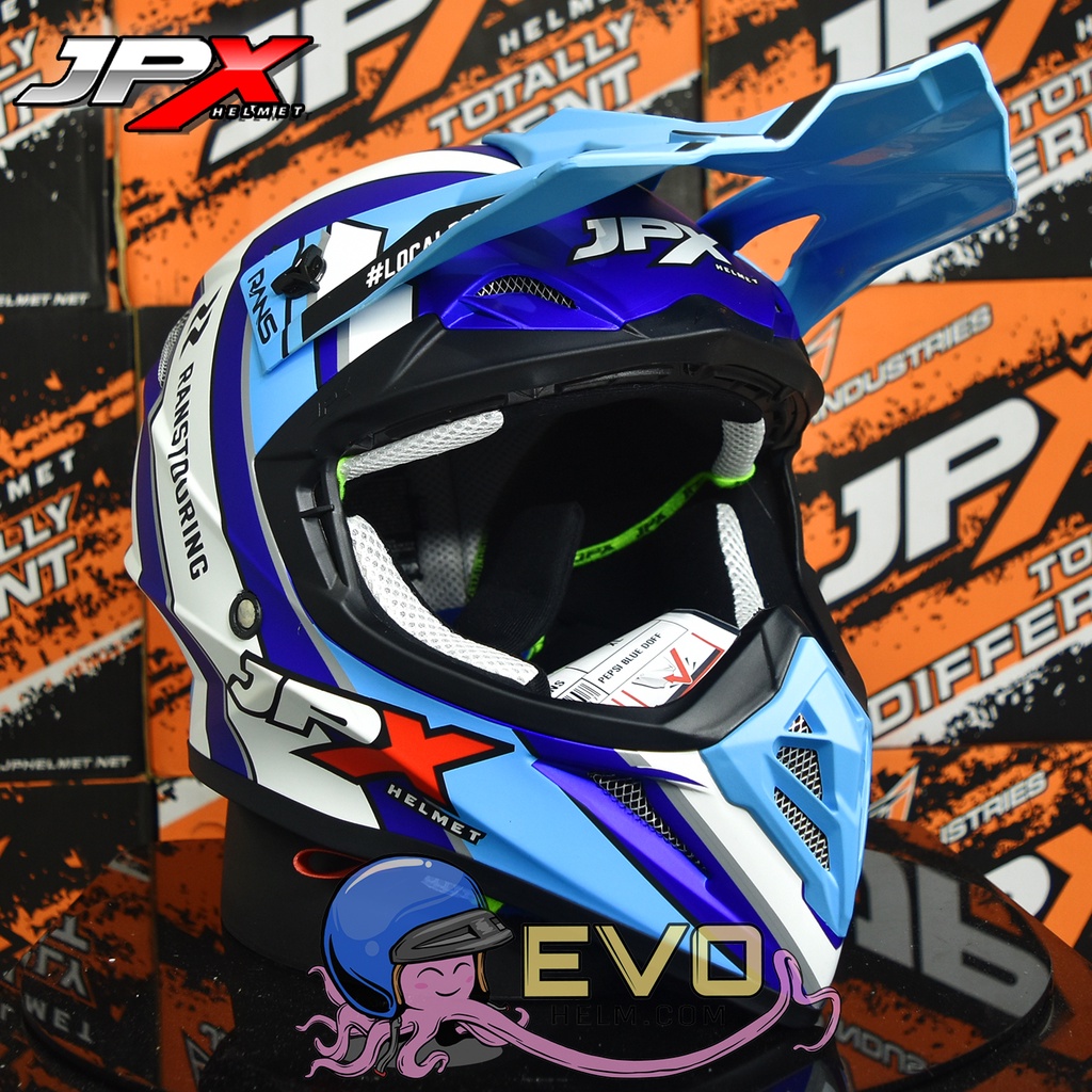 HELM JPX CROSS_BARONG SPECIAL EDITION PEPSI BLUE DOFF ORIGINAL HELM JPX CROSS BARONG RANS SPECIAL EDITION JPX HELM TRAIL KLX JPX HELM JPX TERBARU