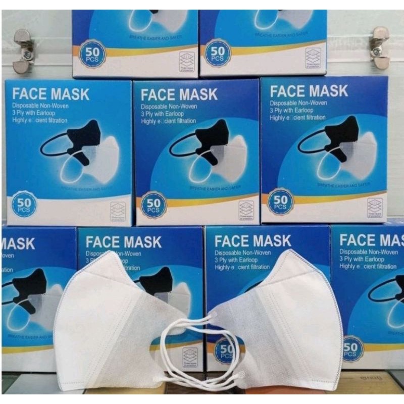 MASKER DUCKBILL IMPORT PUTIH 3 PLY ISI 50 PCS