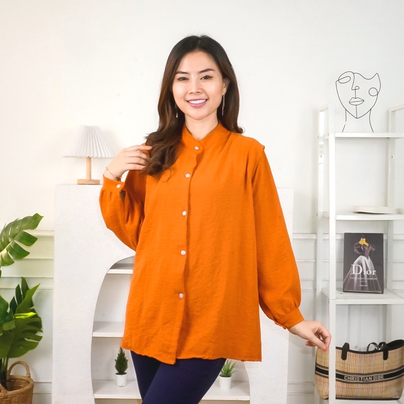 Tq88indonesia Fashion Baju Atasan Wanita Terbaru /  Rivery / Nameria / River Oversize Blouse XL / Blus Polos Lengan Panjang / Busana Casual Cewek / Ootd Kekinian / Outfit