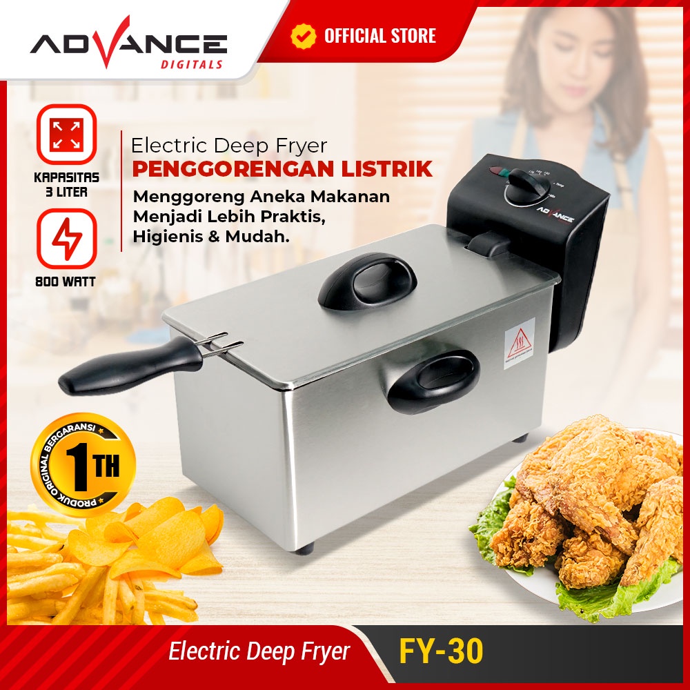 Advance Digitals FY-30 Electric Deep Fryer Menggoreng dengan listrik 3 Liter Hemat Listrik Garansi 1 tahun