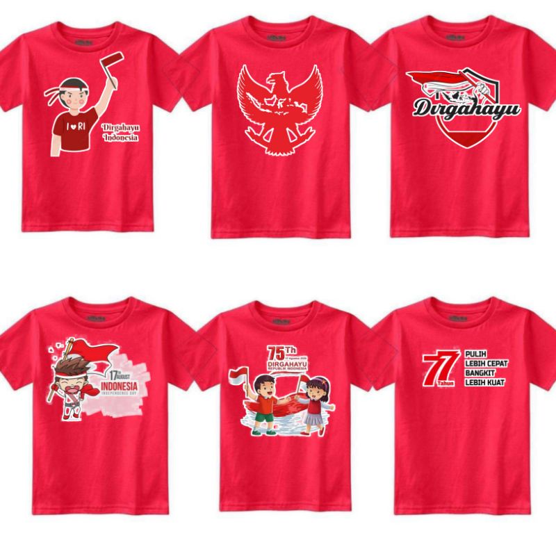 Kaos Anak Hut Ri 77 Lengan panjang Lengan Pendek | Kaos Anak Kemerdekaan Merah Putih