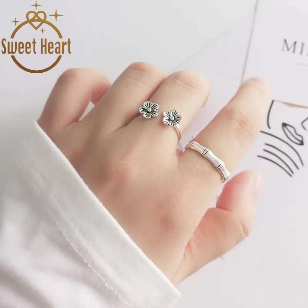 Simple Ring Couple S925 Silver Electroplate Men Women Open Finger Loop Trend Fashion Accessories Jewelry