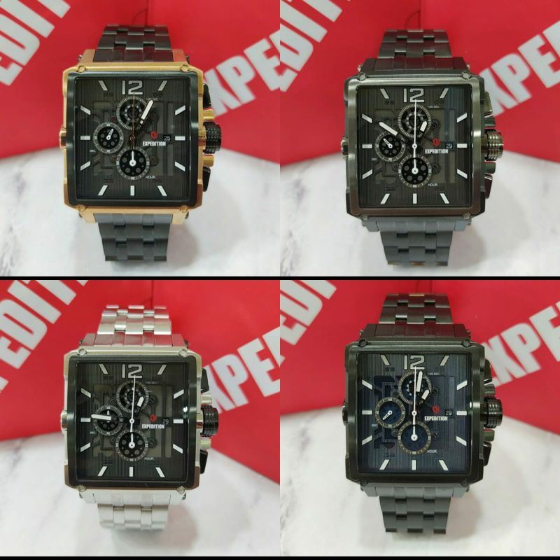 Jam Tangan Pria Expedition 6618 E6618 E 6618 Tali Besi / Stainless steel