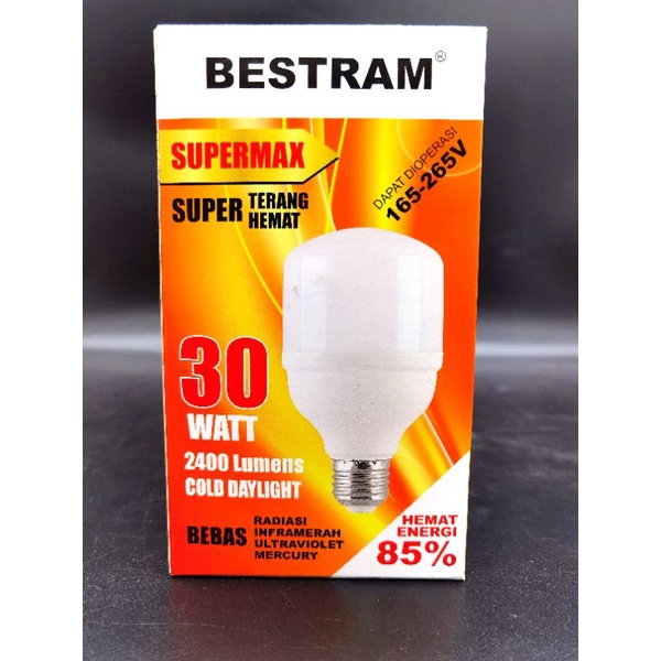 Lampu Led 30w Bestram Supermax, warna cahaya putih 6500K, garansi 1 tahun