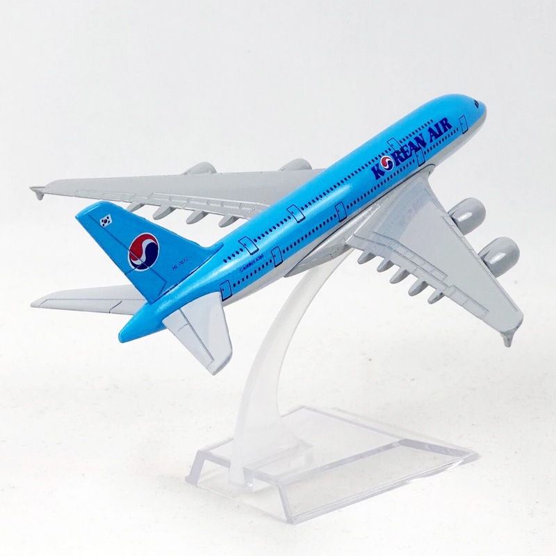 Miniatur Diecast Pesawat Airbus 380 A380 Korea Bahan Alloy Metal Ukuran 16cm Untuk Koleksi