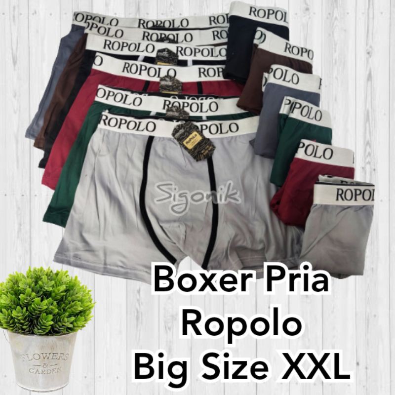 Boxer Celana Dalam Pria Dewasa Remaja Ropolo Big Size XXL Jumbo Big Size Poliester Super Soft Best Grosir ECER Murah Sigonik