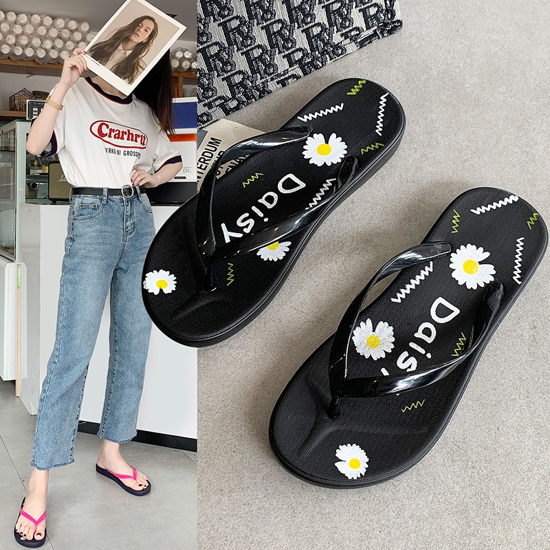 Sandal Jepit Wanita Bunga Daisy Matahari | Sendal Japit Cewe Dewasa Lucu