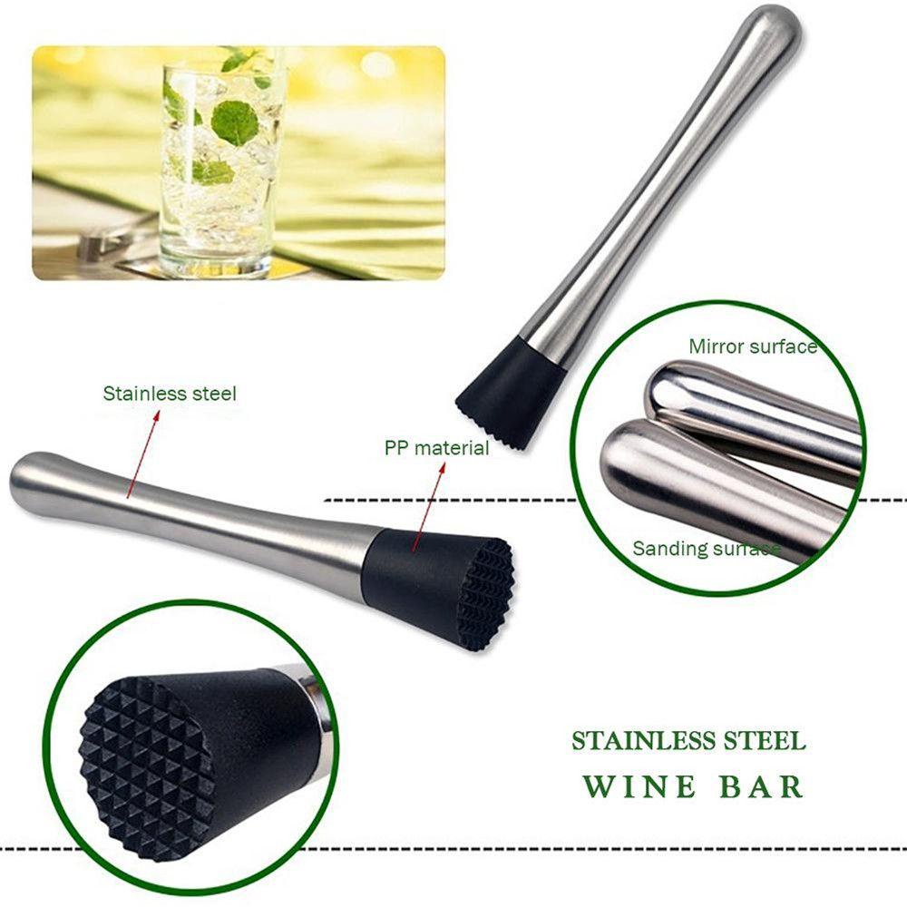 Solighter Stik Pencampur Anggur Bar Alat Palu Penghancur Stainless Steel DIY